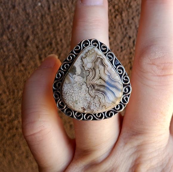 New Crazy Lace Agate 925 Silver Ring. - Picture 8 of 10